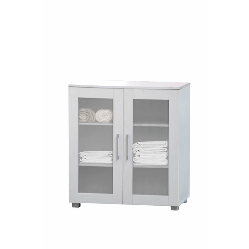 Aspen Multi-Purpose Low Line Cupboard Cabinet - 2 Door w/Shelves - White - 60x78cm