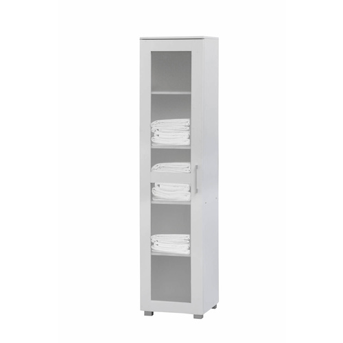 Aspen Multi-Purpose Single Door Tall Cupboard - 5 Shelves -White - 40x185cm