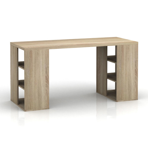Bloc Desk/Computer Table - 6 Storage Shelves - Light Sonoma Oak - 150x74cm