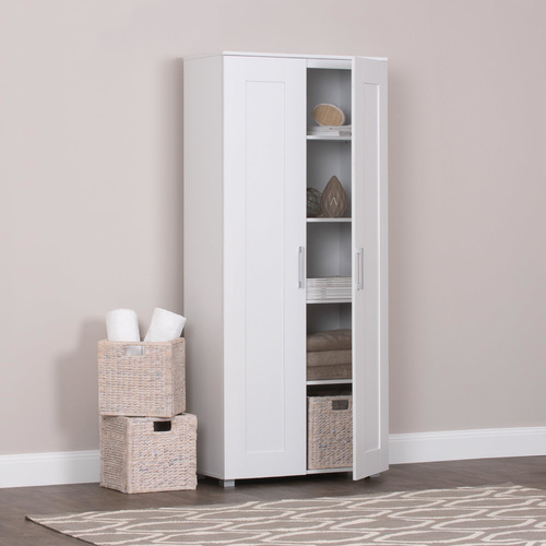 Montreal Multi-Purpose Tall Cupboard - 2 Door in 10 Shelves - White - 80x185cm