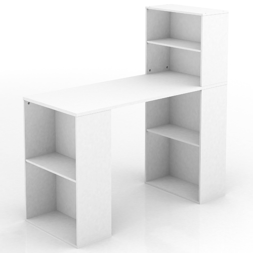 Baxter Multi-Storage Office Desk - 6 Open Shelves - White - 120x120cm