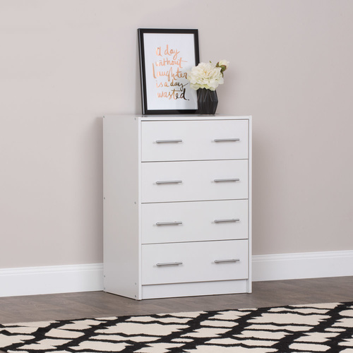 Chest of Drawers - 4 Tier - White - 64x89cm
