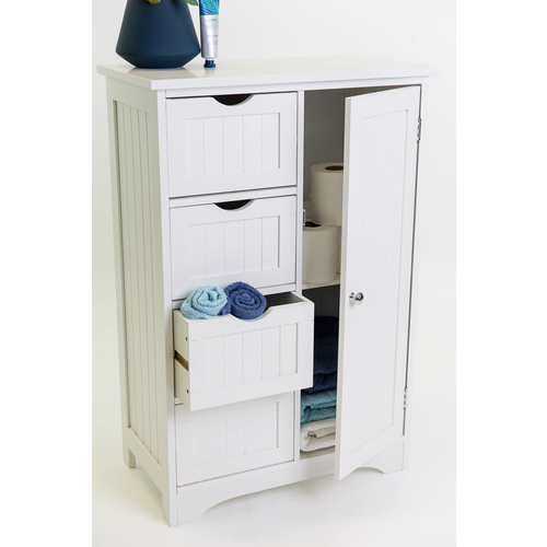 Maine Multi-Purpose Bathroom Cabinet - 4 Drawer 1 Door - 55x81cm