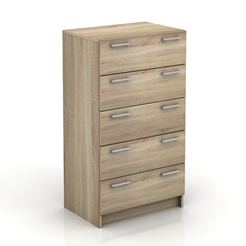 Tribecca Tall-Boy Chest - 5 Drawer - Light Sonoma Oak - 60x109cm