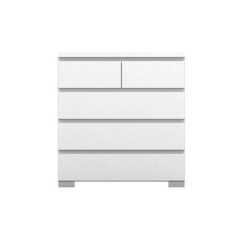 Elara Storage Chest - 5 Drawer - High Gloss White - 79x85cm