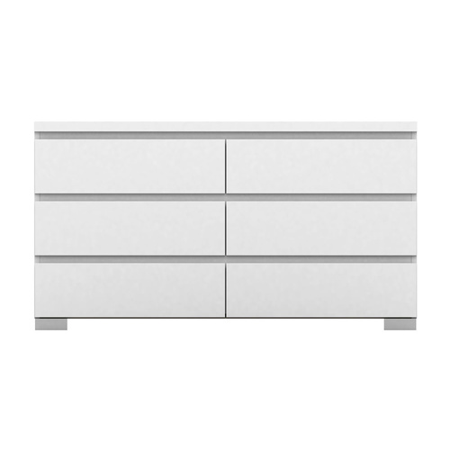 Elara Storage Chest - 6 Drawer - High Gloss White - 119x66cm
