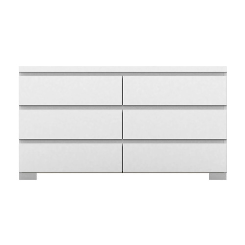 Elara Storage Chest - 6 Drawer - High Gloss White - 119x66cm