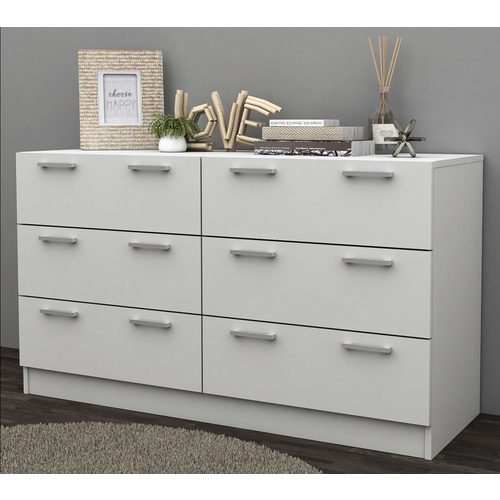 Tribecca Low Boy Storage Chest - 6 Drawer - White - 120x69cm