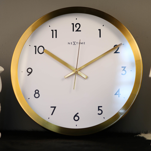 NeXtime Silent Arabic Wall Clock - Gold White - 44cm
