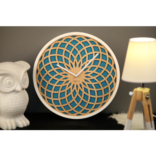 NeXtime SIlent Dream Catcher Sun Wall Clock - Turquoise - Small 35cm
