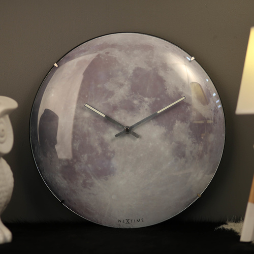 NeXtime Silent Moon Dome Wall Clock - Luminous - 35cm