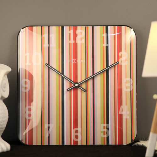 NeXtime Silent Smithy Stripes Dome Wall Clock - Square Multicolour - 35x35cm