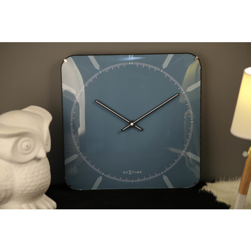 NeXtime Silent Michael Square Dome Wall Clock - Blue - 35x35cm