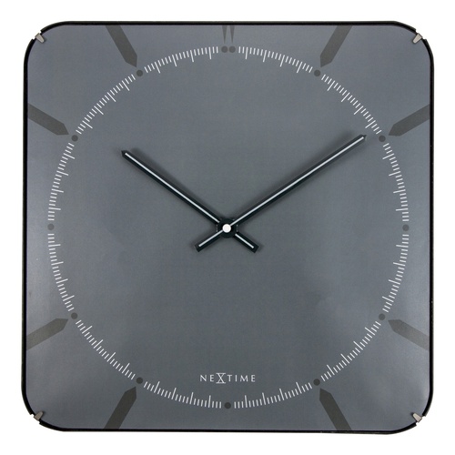 NeXtime Silent Michael Square Dome Wall Clock - Grey - 35x35cm