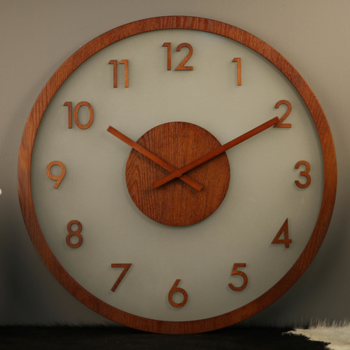 NeXtime Silent Frosted Glass Wood Wall Clock - 50cm