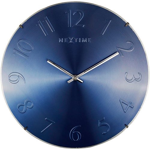 NeXtime Elegant Dome Wall Clock - Blue Metallic - 35cm