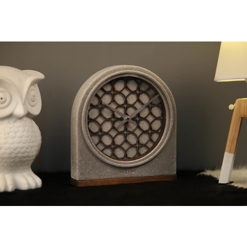 NeXtime Silent Concrete Love Table Clock - 21x24cm