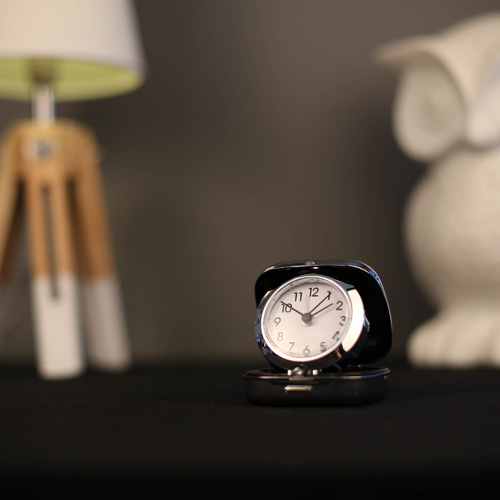 TFA Germany Pop Up Travel Alarm Clock - Silver