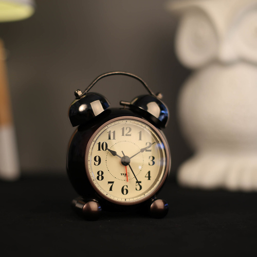 TFA Germany Silent Electronic Double Bells Alarm Clock - Black - 9cm