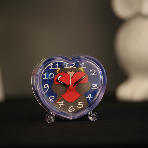 TFA Germany Bear Print Children's Silent Electronic Alarm Clock - Blue - 10cm