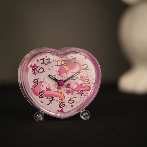 TFA Germany Unicorn Print Children's Silent Electronic Alarm Clock - Pink - 10cm