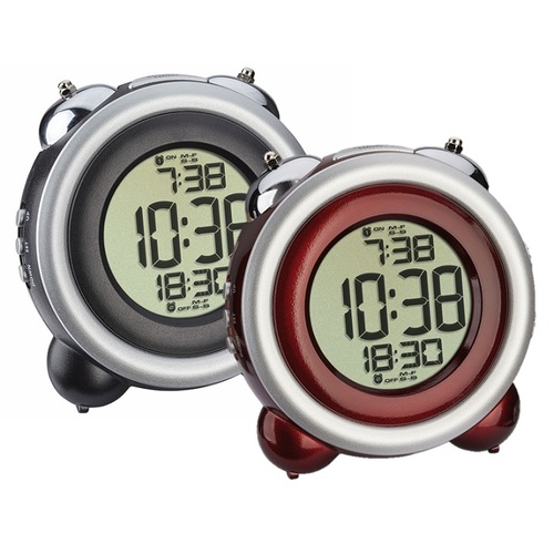 TFA Germany Digital Bell Silent Alarm Clock - Red / Silver - 11cm