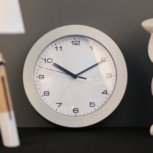 TFA Germany Silver Frame Wall Clock - 23cm