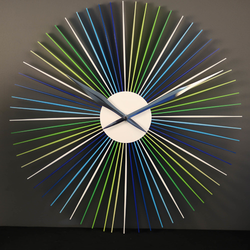 TFA Germany Daisy Design Wall Clock - Blue Green Multicolour - 50cm