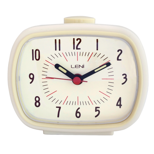 Leni Retro Alarm Clock - Ivory - 11x9cm
