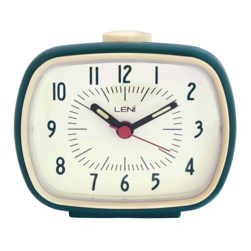 Leni Retro Alarm Clock - Peacock  - 11x9cm