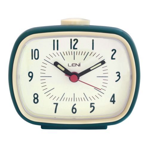 Leni Retro Alarm Clock - Peacock  - 11x9cm
