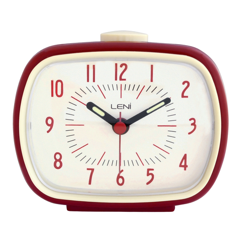 Leni Retro Alarm Clock - Red - 11x9cm