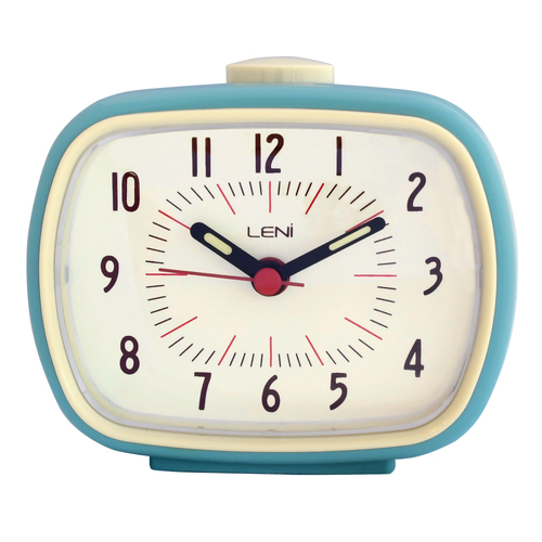 Leni Retro Alarm Clock - Smokey Blue - 11x9cm