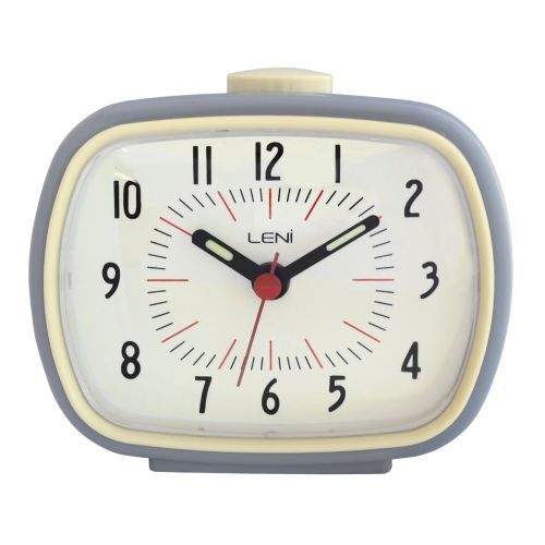 Leni Retro Alarm Clock - Slate Grey - 11x9cm