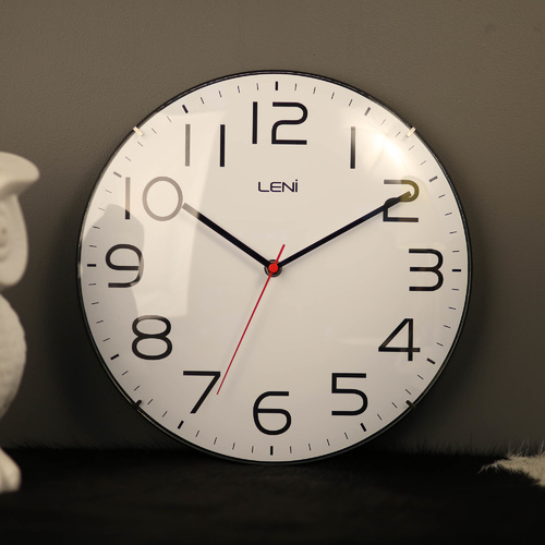 Leni Silent Classic Wall Clock with Glass Dome - White - 30cm