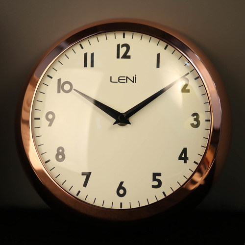 Leni Metal School Wall Clock - Copper -23cm