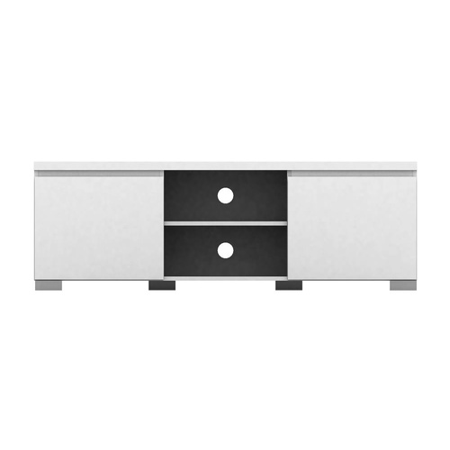 Elara TV Stand & Entertainment Unit - 2 Compartment 2 Door - High Gloss White - 140x47cm