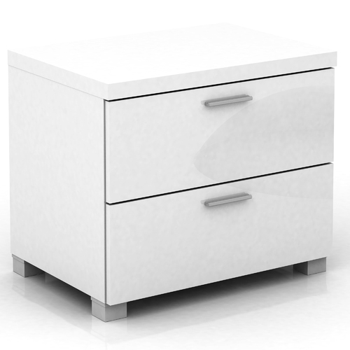 Elisha Side Table - 2 Drawer - High Gloss White - 55x47cm