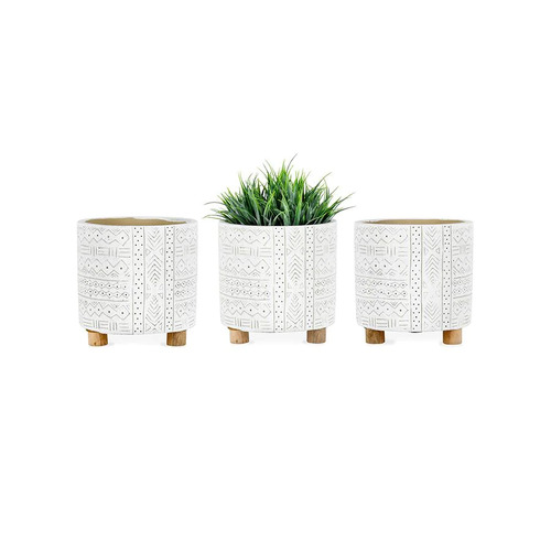 Set of 3 Hamptons Free-Hand Potplanters w/Legs w/Hole & Plug 14x14cm