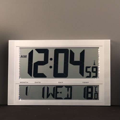TFA Germany Large Digital Radio Controlled Silent Clock - Date, Day, Temp - 42cm