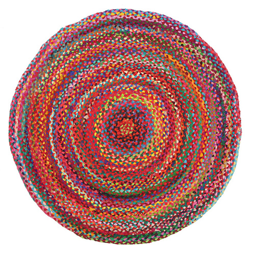Piazza Braided Cotton Round Rug - Multi - 200x200cm