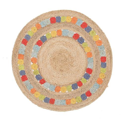 Piazza Flower Jute Rug - 120x120cm