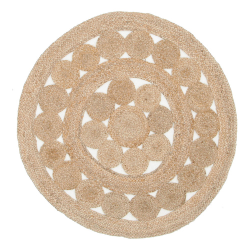 Piazza Flower Jute Rug - 120x120cm