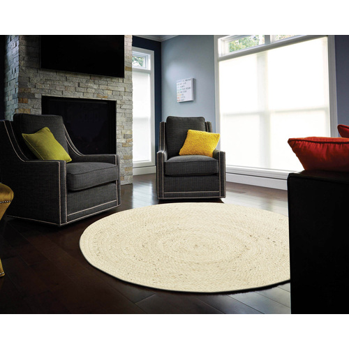 Piazza Round Jute Natural Rug - Bleached
