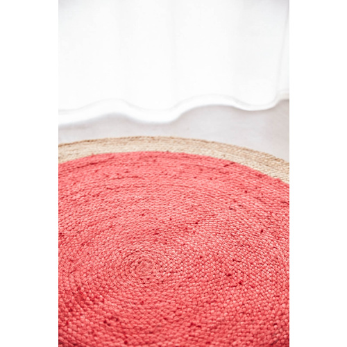 Piazza Round Jute Natural Rug - Cherry 120x120cm
