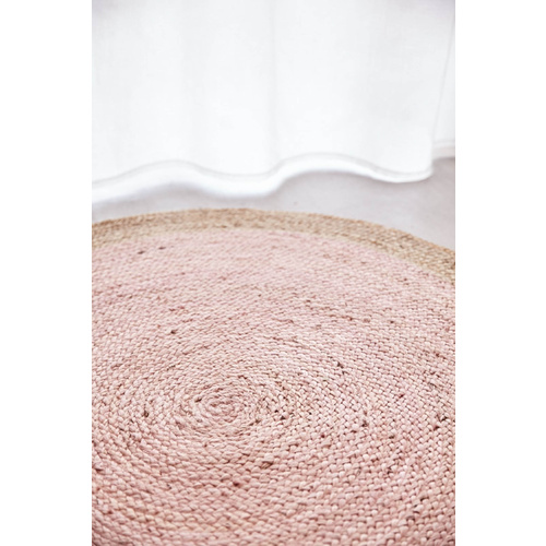 Piazza Round Jute Natural Rug - Pink 120x120cm