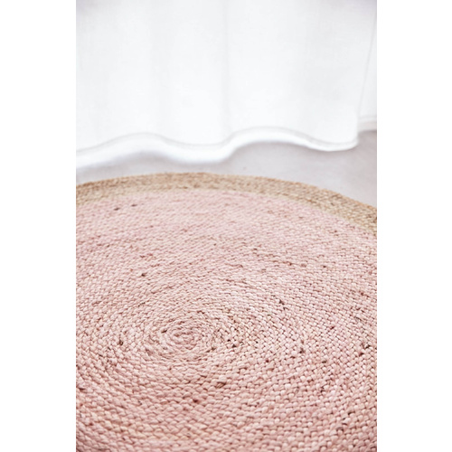 Piazza Round Jute Natural Rug - Pink 120x120cm