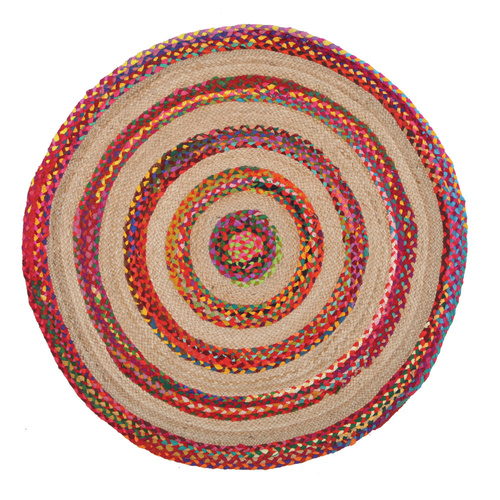 Piazza April Target Cotton and Jute Round Rug - Multi - 120x120cm