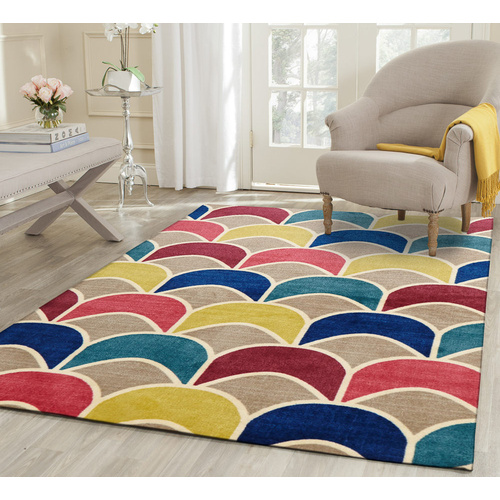 Urban 566 Fish Scale Design Rug - Raspberry Blue 230x320cm