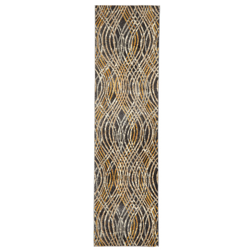 Zone Flurry Modern Runner - Charcoal - 80x300cm